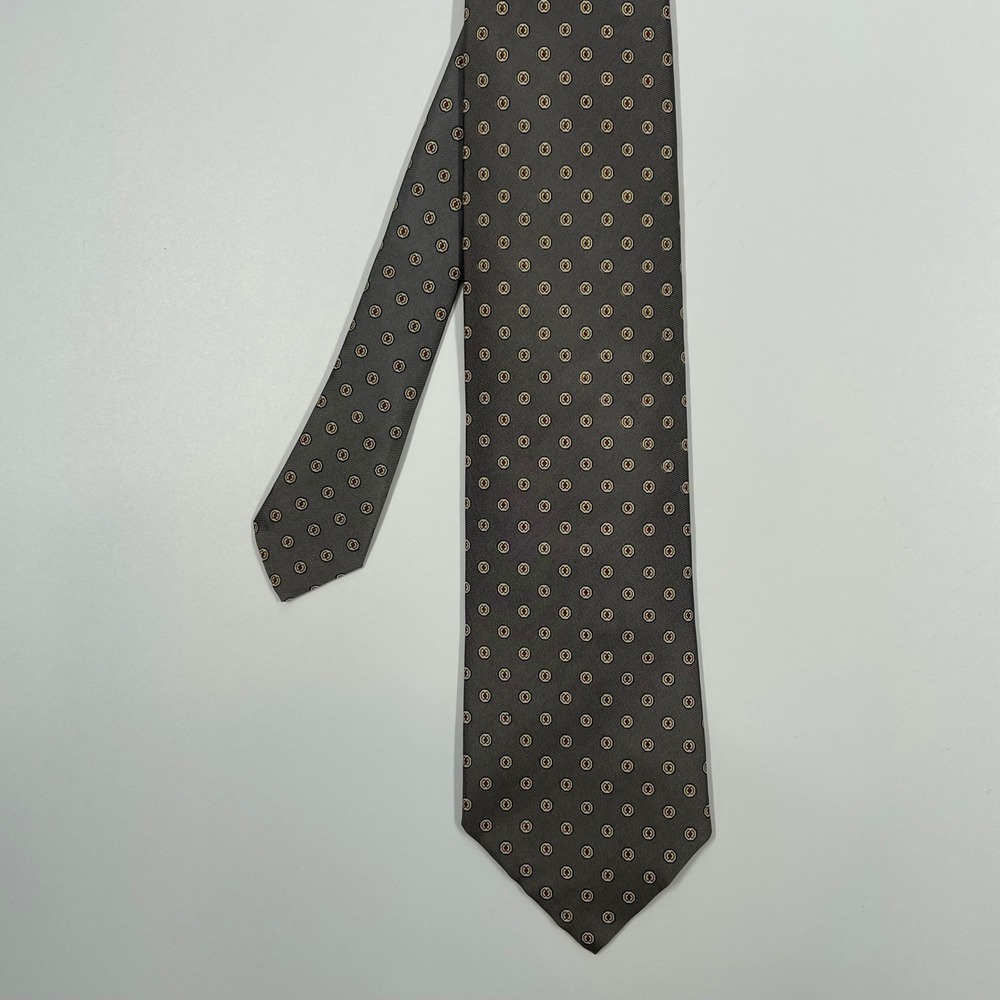 Powers Grey Geometric Medallion Italian Acetate Necktie Mens OS